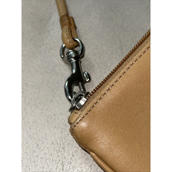 Coach Top Zip Wristlet Strap Mini Wallet Soft Leather Tan Brown - Picture 11 of 11